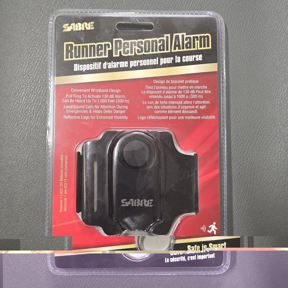 SABRE Runner Personal Alarm  130dB Weather Resistant Reflective Logo wrist strap